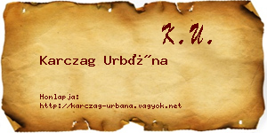 Karczag Urbána névjegykártya